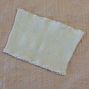 PINK Ruched Tube Top White Small